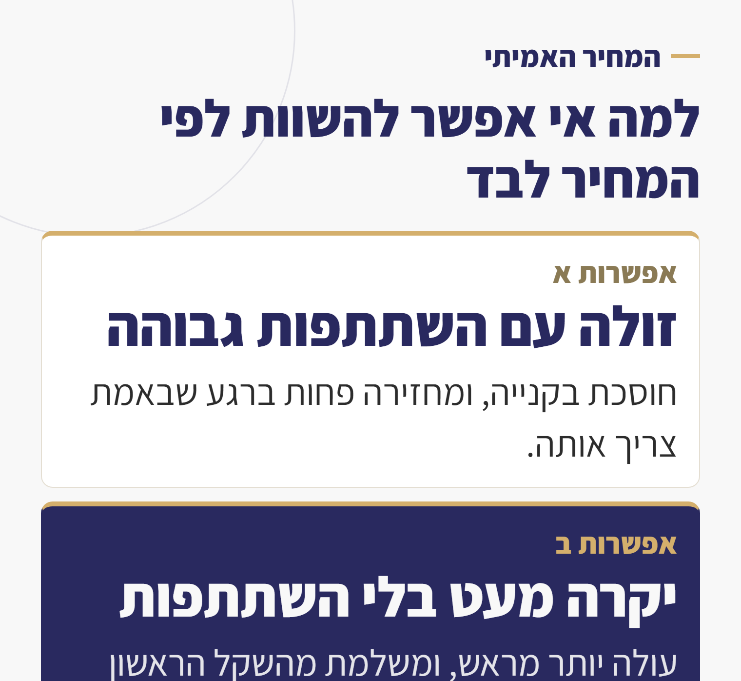 השוואה בין פוליסה זולה עם השתתפות עצמית גבוהה לפוליסה יקרה בלעדיה