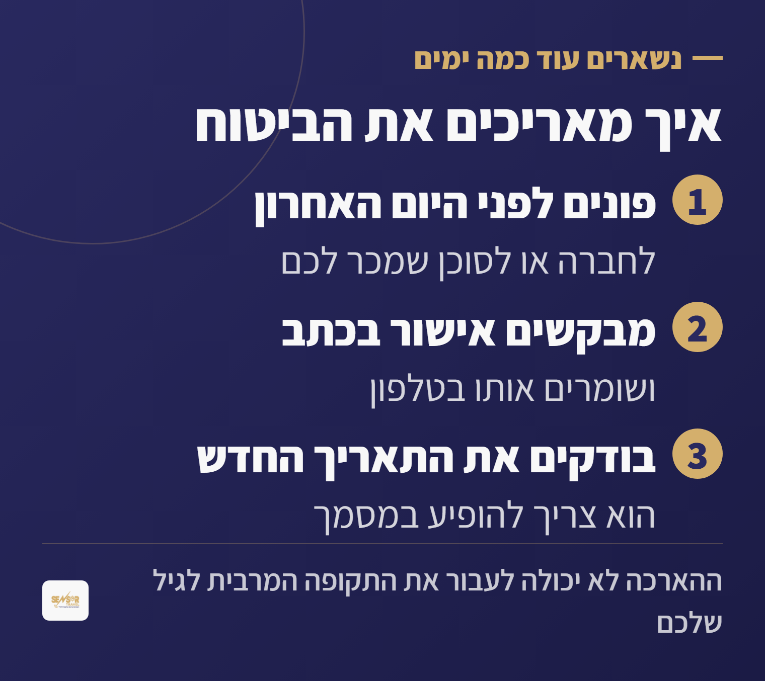 שלושה צעדים להארכת ביטוח נסיעות מחו״ל: פונים לפני היום האחרון, מבקשים אישור בכתב, בודקים את התאריך החדש