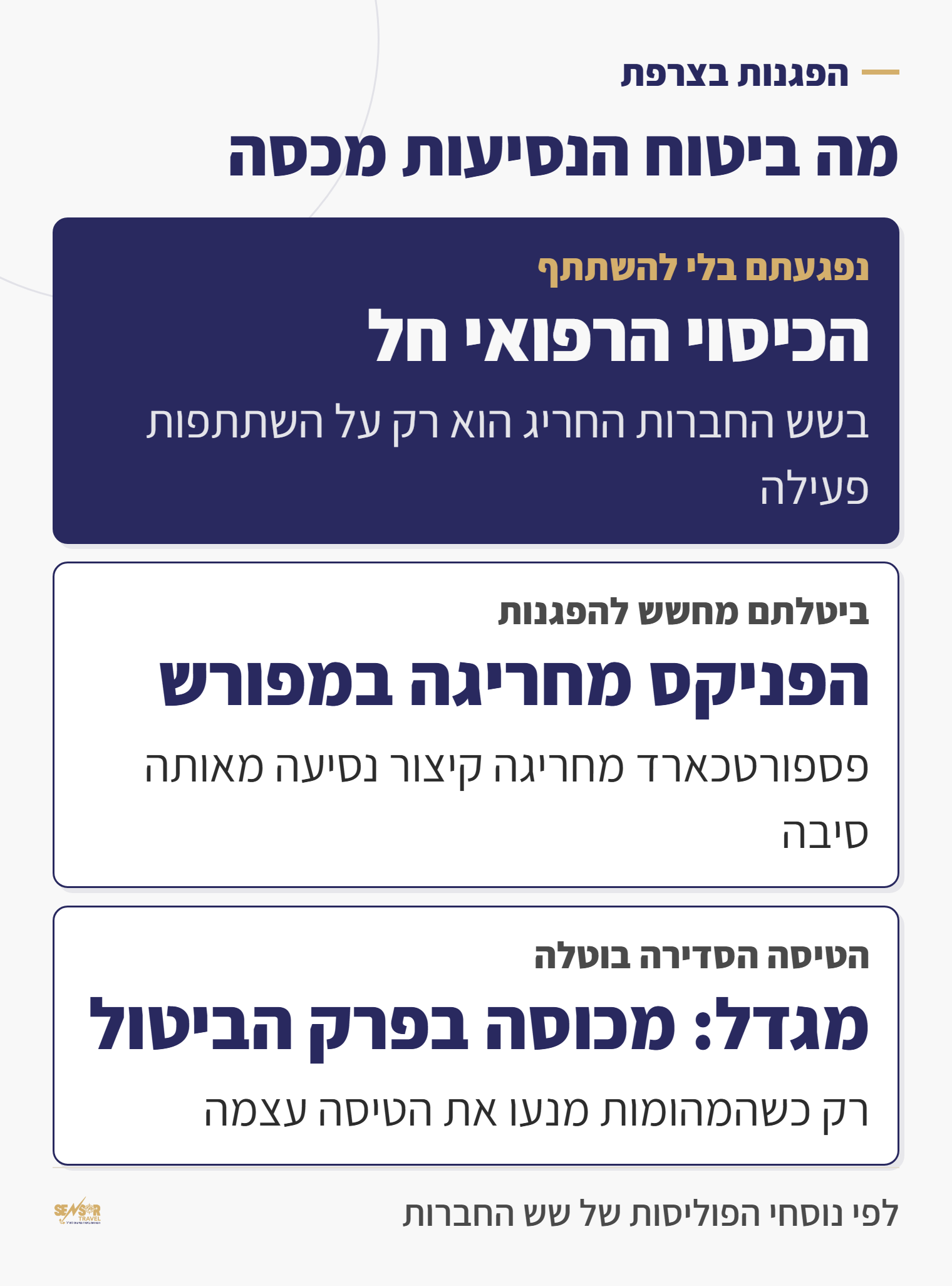 כרטיס מידע על הפגנות בצרפת וביטוח נסיעות: מי שנפגע בלי להשתתף מכוסה רפואית בשש החברות, הפניקס מחריגה ביטול נסיעה בגלל מהומות, ומגדל מכסה ביטול רק כשטיסה סדירה בוטלה
